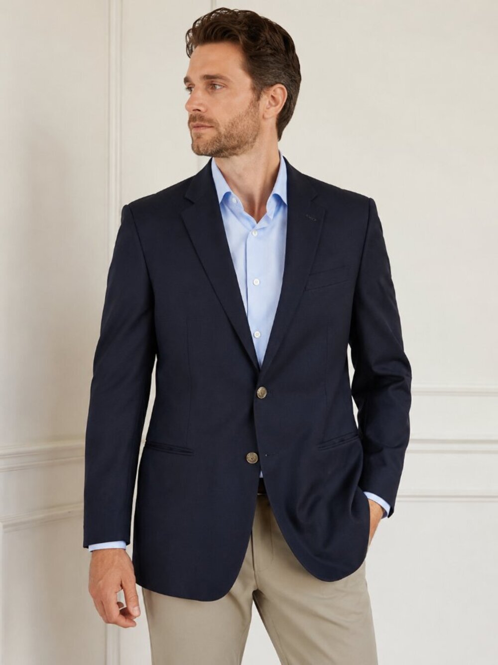 Corbin Men’s Navy Wool Blazer Sport Coat 41R Custom Metal Buttons 2 Button